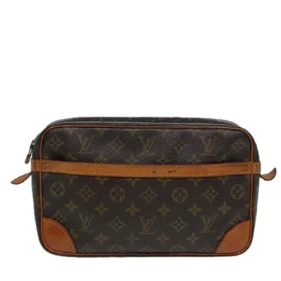 Pre-owned Louis Vuitton Compiègne Brown Canvas Clutch Bag ()