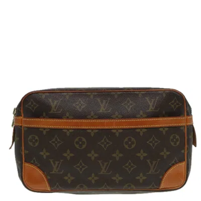 Pre-owned Louis Vuitton Compiègne Canvas Clutch Bag () In Brown