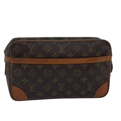 Pre-owned Louis Vuitton Compiègne Canvas Clutch Bag () In Brown