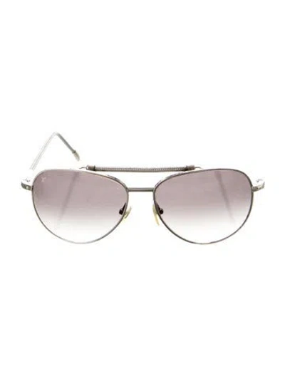 Pre-owned Louis Vuitton Conspiration Pilote Damier Azur Pattern Sunglasses In Silver