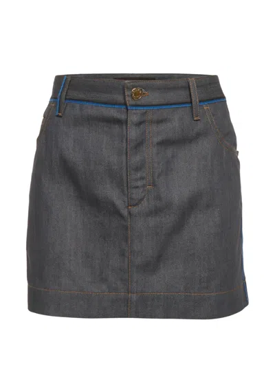 Pre-owned Louis Vuitton Contrast-stitch Mini Skirt In Gray