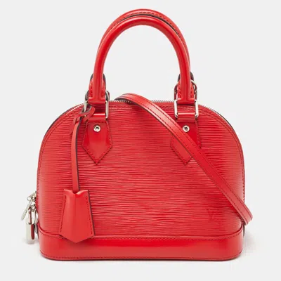 Pre-owned Louis Vuitton Coquelicot Epi Leather Alma Bb Bag In Red