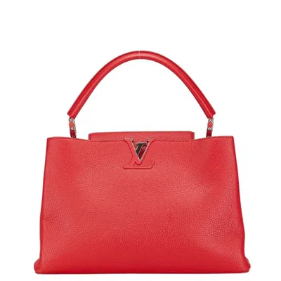 Pre-owned Louis Vuitton Coquelicots Red Color Leather Handbag Tote Bag ()