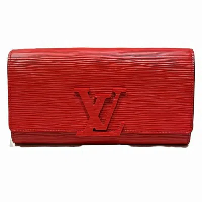 Pre-owned Louis Vuitton Coquelicots Red Color Leather Long Wallet (bi-fold) ()