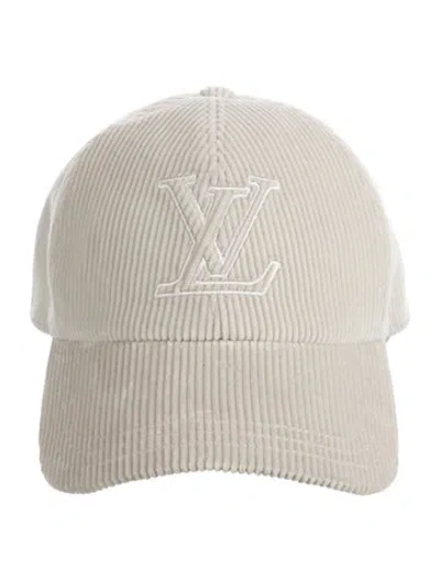Pre-owned Louis Vuitton Corduroy Embroidered Cap In Neutrals