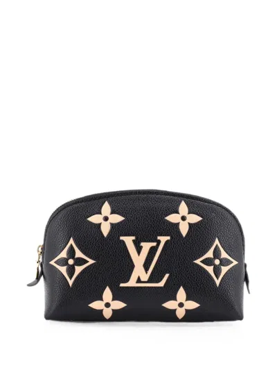 Pre-owned Louis Vuitton Cosmetic Bicolor Monogram Empreinte Giant Pouch In Black