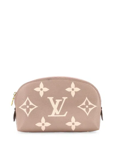 Pre-owned Louis Vuitton Cosmetic Bicolor Monogram Empreinte Giant Pouch In Neutrals