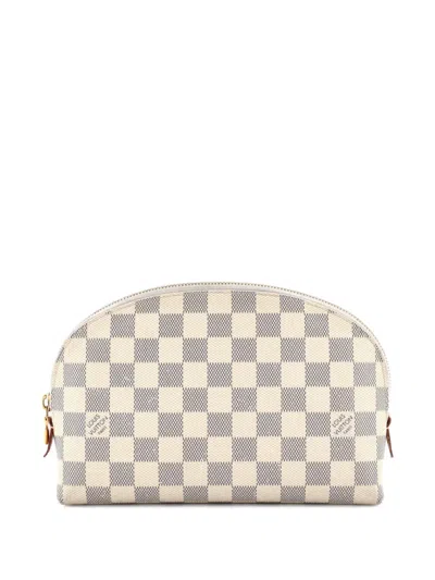Pre-owned Louis Vuitton Cosmetic Damier Gm Pouch In White