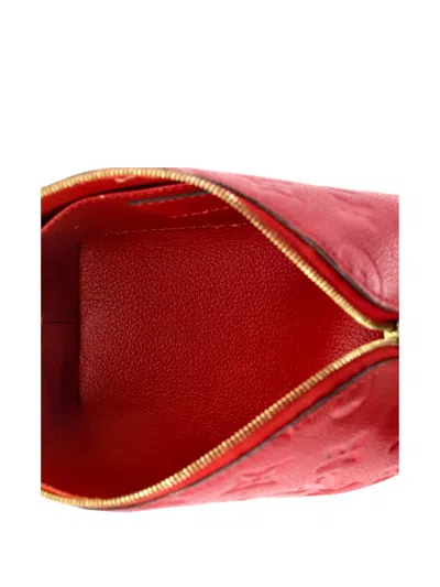Pre-owned Louis Vuitton Cosmetic Monogram Empreinte Leather Pouch In Red