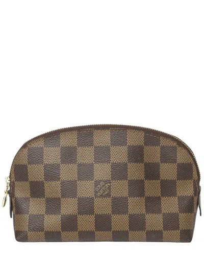 Pre-owned Louis Vuitton Cosmetic Pouch Brown Damier Ebene (authentic Pre-loved)