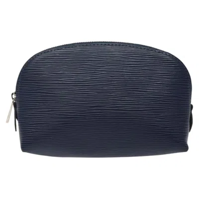 Pre-owned Louis Vuitton Cosmetic Pouch Navy Leather Clutch Bag ()