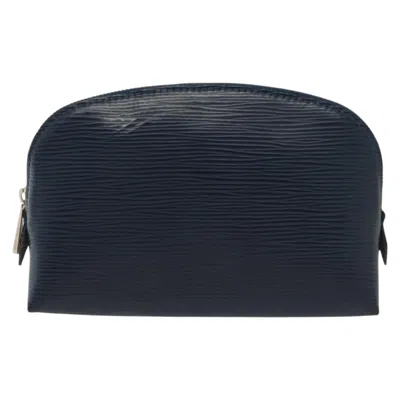 Pre-owned Louis Vuitton Cosmetic Pouch Navy Leather Clutch Bag () In Blue