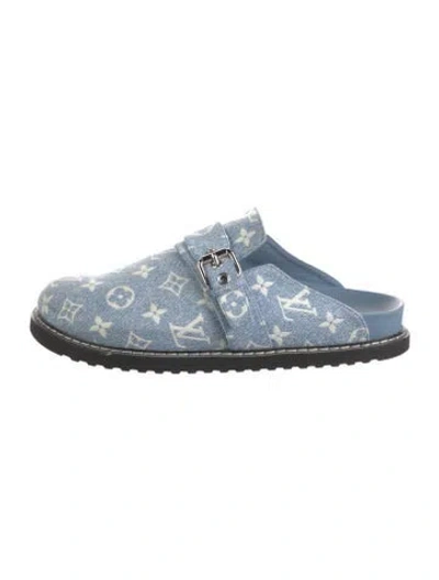 Pre-owned Louis Vuitton Cosy Flat Comfort Lv Monogram Mules In Blue