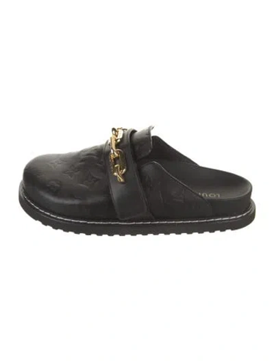 Pre-owned Louis Vuitton Cosy Lv Monogram Mules In Black
