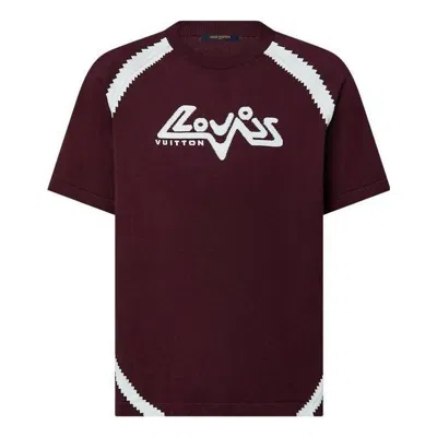 Pre-owned Louis Vuitton Cotton Intarsia Crewneck T-shirt 'plum Red' In Burgundy
