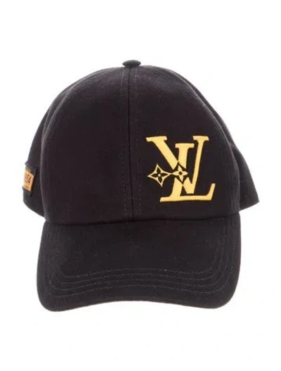Pre-owned Louis Vuitton Cotton Lv Smash Baseball Cap In Black
