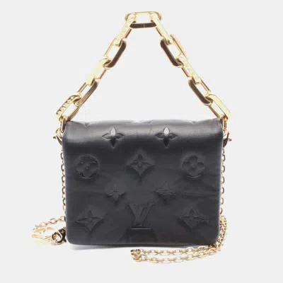 Pre-owned Louis Vuitton Cousin Belt Chain Shoulder Bag Monogram Embossed Leather In Black
