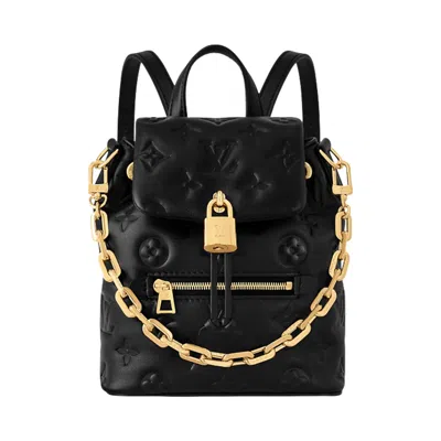 Pre-owned Louis Vuitton Coussin Backpack Mini 'black Puffy Monogram Lambskin Leather' | Women's Size Onesize