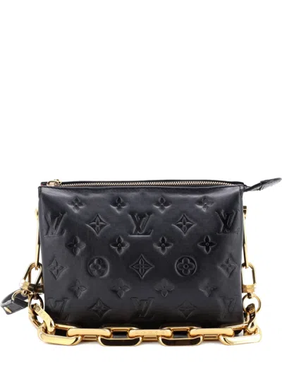 Pre-owned Louis Vuitton Coussin Bag Monogram Embossed Lambskin Bb Crossbody Bag In Black