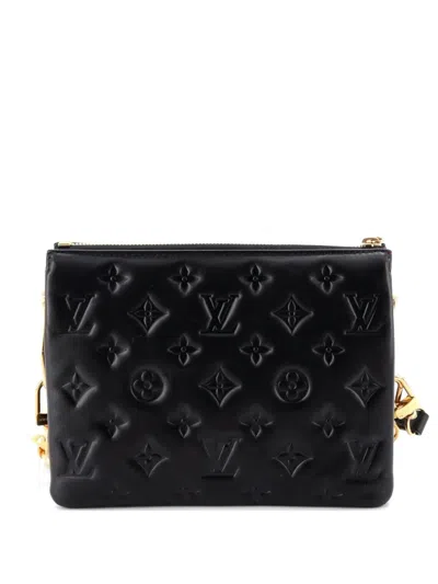Pre-owned Louis Vuitton Coussin Bag Monogram Embossed Lambskin Bb Crossbody Bag In Black