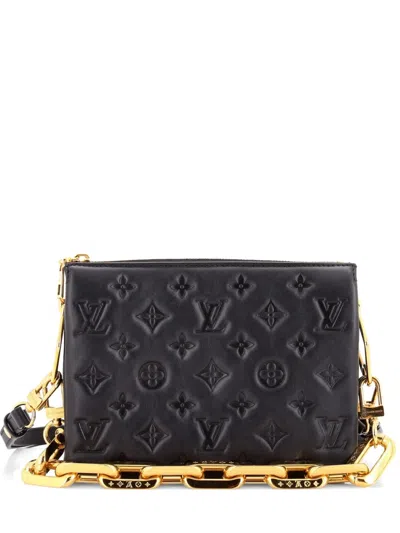 Pre-owned Louis Vuitton Coussin Bag Monogram Embossed Lambskin Bb Crossbody Bag In Black