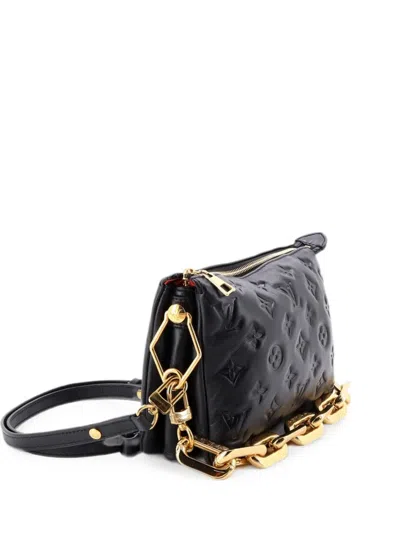 Pre-owned Louis Vuitton Coussin Bag Monogram Embossed Lambskin Bb Crossbody Bag In Black
