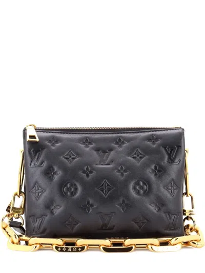 Pre-owned Louis Vuitton Coussin Bag Monogram Embossed Lambskin Bb Crossbody Bag In Blue