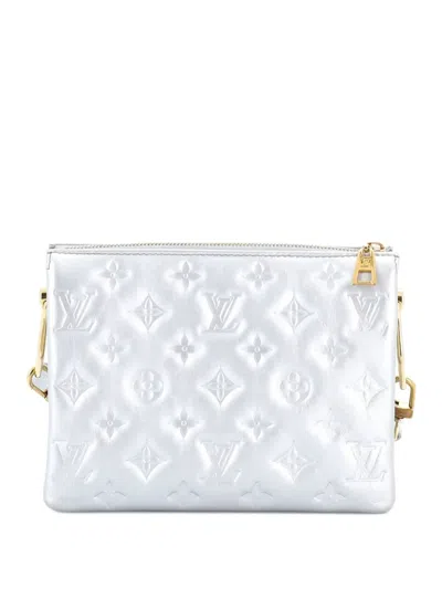 Pre-owned Louis Vuitton Coussin Bag Monogram Embossed Lambskin Bb Crossbody Bag In Silver