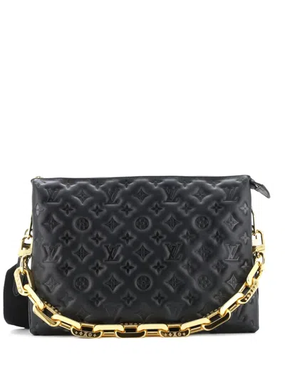 Pre-owned Louis Vuitton Coussin Bag Monogram Embossed Lambskin Mm Crossbody Bag In Black