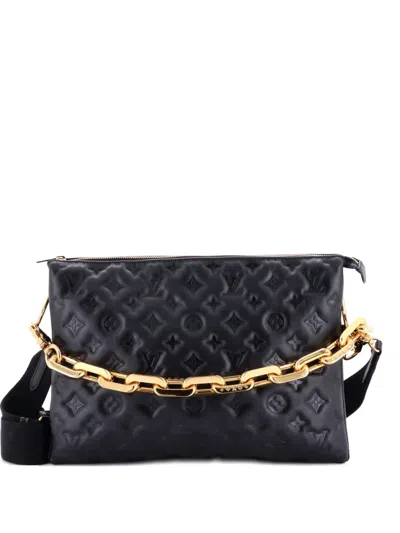 Pre-owned Louis Vuitton Coussin Bag Monogram Embossed Lambskin Mm Crossbody Bag In Black