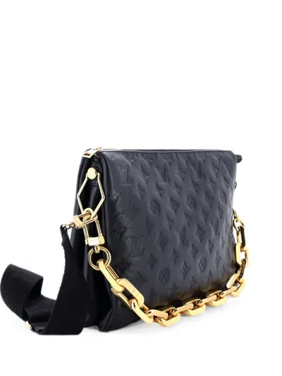 Pre-owned Louis Vuitton Coussin Bag Monogram Embossed Lambskin Mm Crossbody Bag In Black