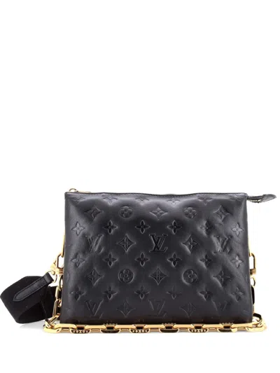 Pre-owned Louis Vuitton Coussin Bag Monogram Embossed Lambskin Pm Crossbody Bag In Black