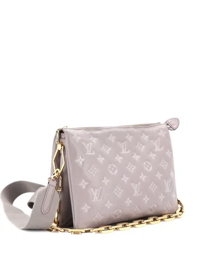 Pre-owned Louis Vuitton Coussin Bag Monogram Embossed Lambskin Pm Crossbody Bag In Gray
