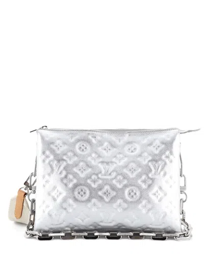 Pre-owned Louis Vuitton Coussin Bag Monogram Embossed Lambskin Pm Crossbody Bag In Silver