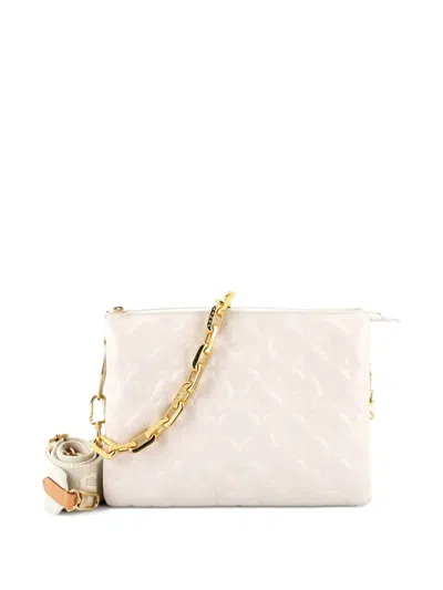 Pre-owned Louis Vuitton Coussin Bag Monogram Embossed Lambskin Pm Crossbody Bag In White