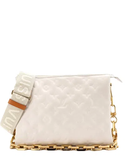 Pre-owned Louis Vuitton Coussin Bag Monogram Embossed Lambskin Pm Crossbody Bag In White