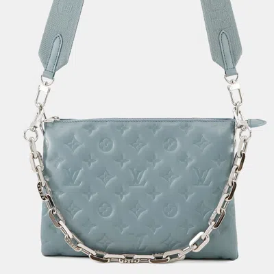 Pre-owned Louis Vuitton Coussin Blue Gacier/red Monogram Embossed Lamb Leather Size Pm