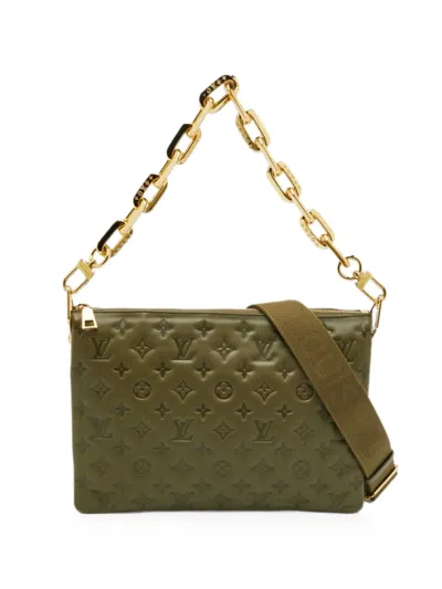 Pre-owned Louis Vuitton Coussin Mm Embossed Shoulder Bag In Green
