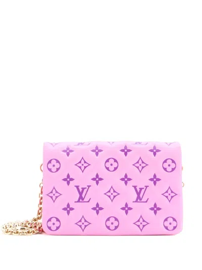 Pre-owned Louis Vuitton Coussin Pochette Monogram Embossed Lambskin Crossbody Bag In Pink