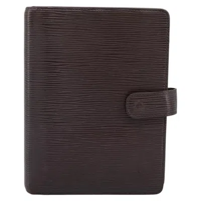 Pre-owned Louis Vuitton Couverture Agenda Fonctionnel Mm Brown Leather Wallet  ()