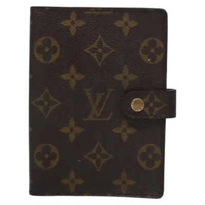 Pre-owned Louis Vuitton Couverture Agenda Fonctionnel Pm Brown Canvas Wallet  ()