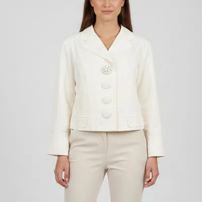 Pre-owned Louis Vuitton Cream Button Down Cropped Jacket M