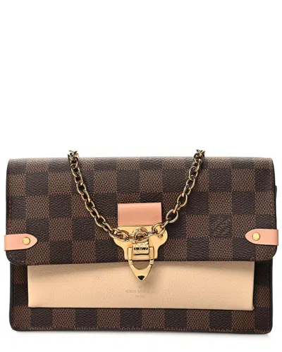 Pre-owned Louis Vuitton Cream Damier Ebene Coated Canvas Vavin Chain Wallet (authentic  Pre-loved)