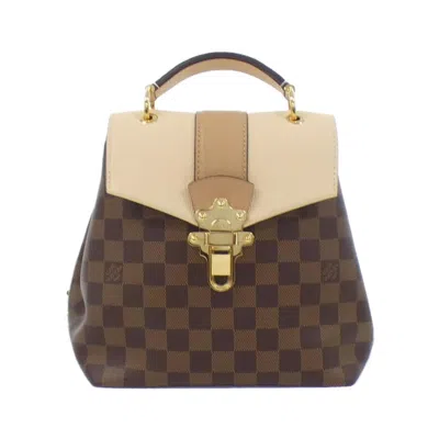 Pre-owned Louis Vuitton Cream Ebene Coated Canvas Leather Backpack ()