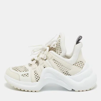 Pre-owned Louis Vuitton Cream Leather Archlight Lace Up Sneakers Size 39