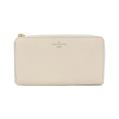 Pre-owned Louis Vuitton Cream Leather Long Wallet (bi-fold) () In White
