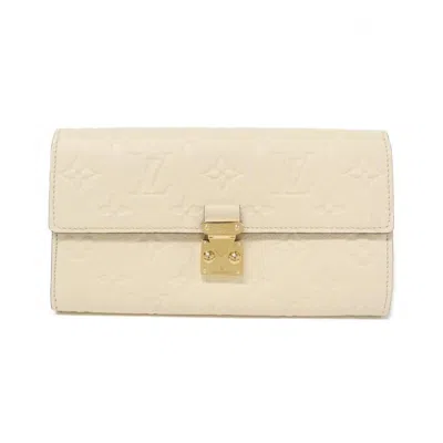 Pre-owned Louis Vuitton Cream Leather Long Wallet (tri-fold) ()