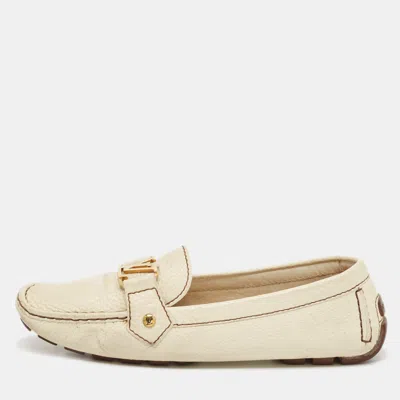 Pre-owned Louis Vuitton Cream Leather Oxford Loafers Size 40