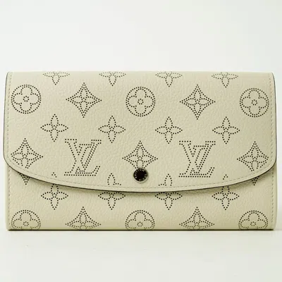 Pre-owned Louis Vuitton Cream Lv Off White Leather Long Wallet (bi-fold) () In Cream, Lv Off White