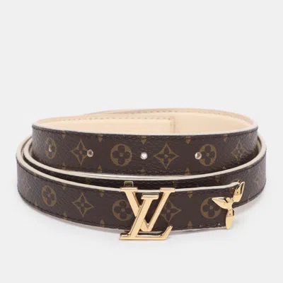 Pre-owned Louis Vuitton Cream Monogram Canvas And Leather Pretty Lv Reversible Belt 75cm In White